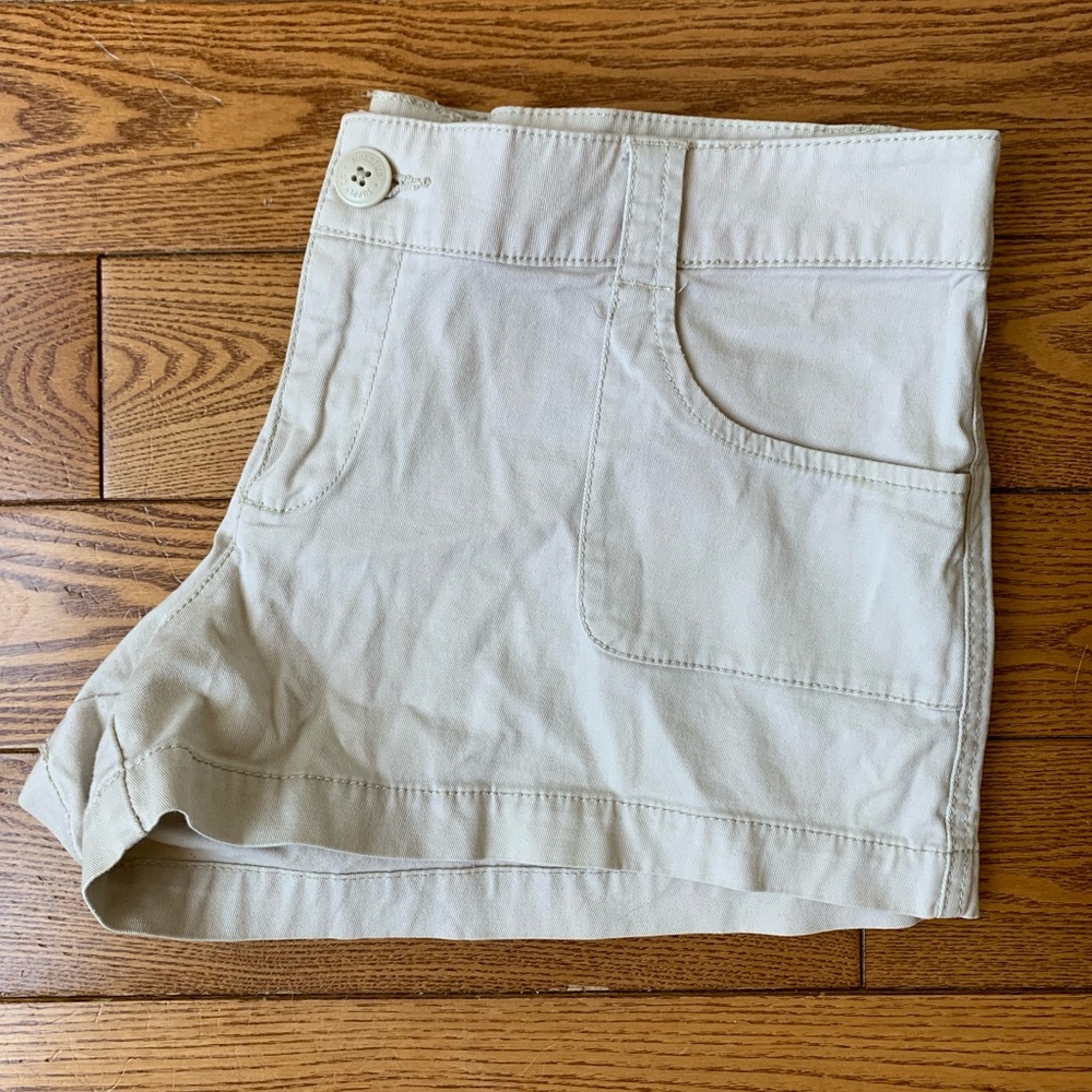 Light Khaki Cotton Utility Shorts